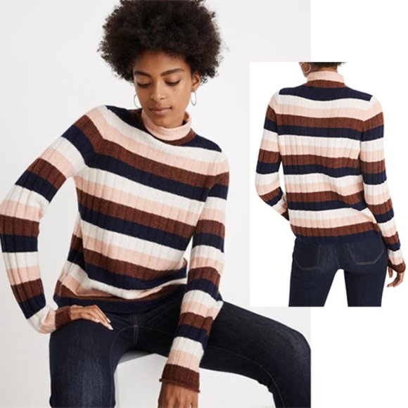 Madewell Sweaters - Madewell Striped Evercrest Turtleneck Sweater S